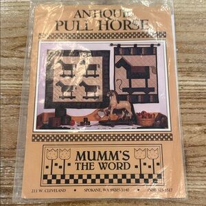 Antique Vintage 1992 Pull Horse Lap Quilt Single Block Wall Hanging Pattern